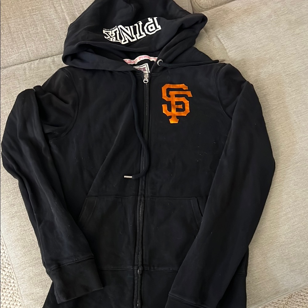 PINK Victoria's Secret Black Jacket with Orange Accents